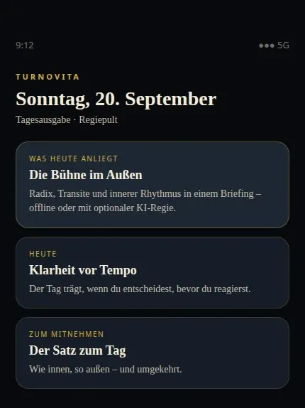 Turnovita-Regiepult der Kybalion App